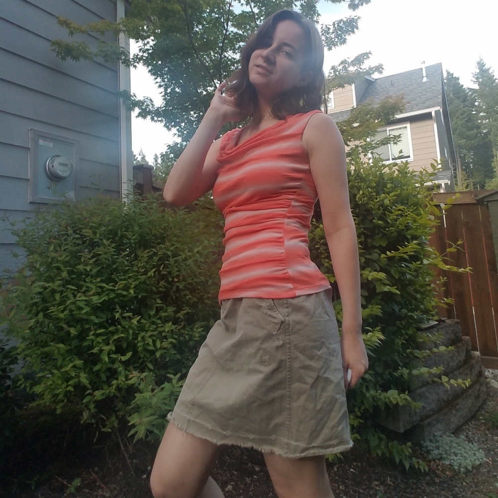 Khaki Distressed Skirt